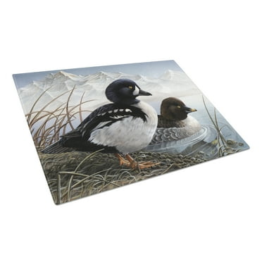 Caroline's Treasures Goldeneye Ducks in the Water Glass Cutting Board Large