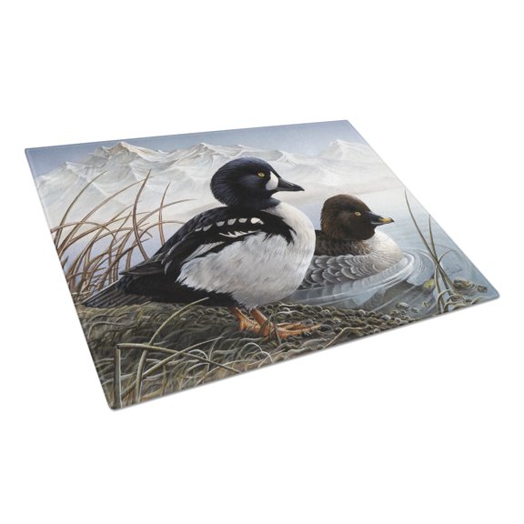 Caroline's Treasures Goldeneye Ducks in the Water Glass Cutting Board Large