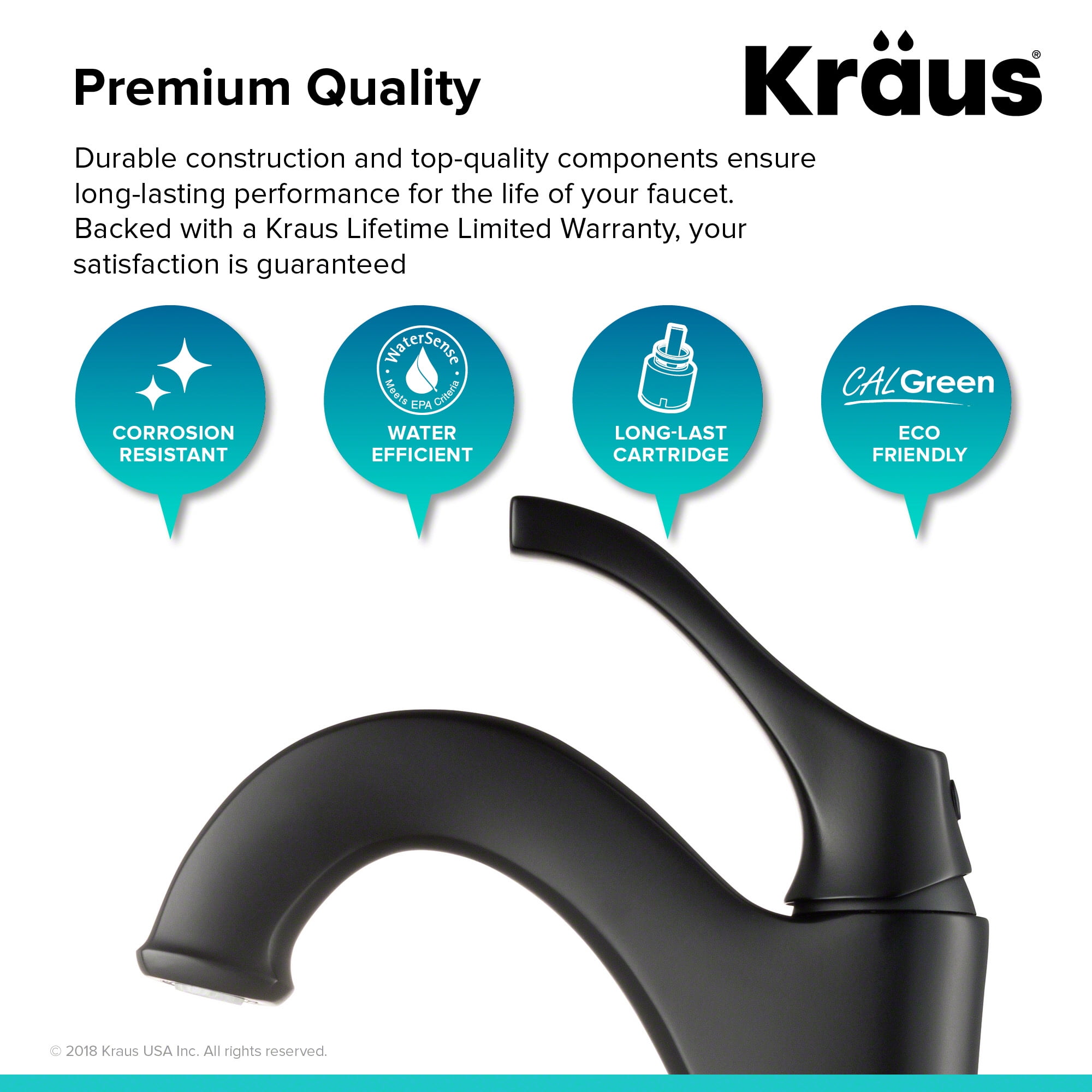 KRAUS Arlo Matte Black Single Handle Vessel Bathroom Faucet with Pop Up Drain