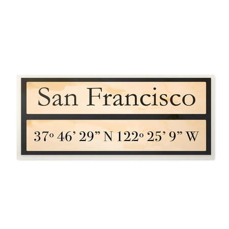 Stupell Industries Wood City Coordinates San Francisco Town & City Painting Unframed Art Print Wall Art, 7 x 17
