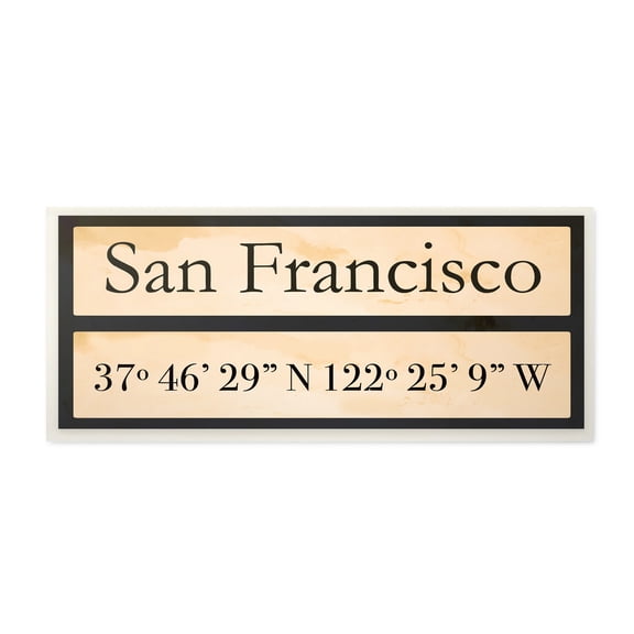 Stupell Industries Wood City Coordinates San Francisco Town & City Painting Unframed Art Print Wall Art, 7 x 17