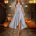 thumbnail image 3 of Women's Renaissance Gothic Dress High Low Hem Lace Up Corset Waist Vintage Medieval Costume Flattering Peasant Dress for Cosplay Halloween Party, 3 of 6