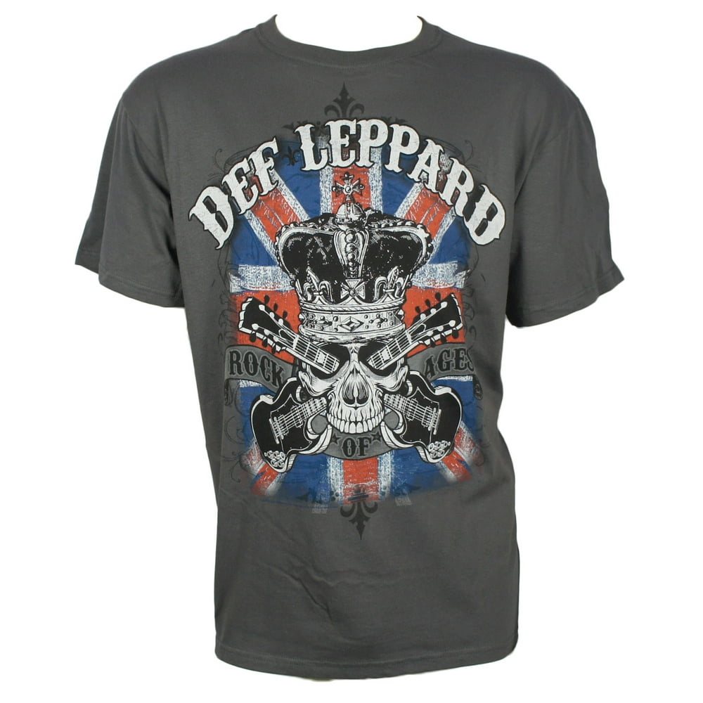 FEA - Def Leppard Men's Rock of Ages Crowned Skull T-Shirt Grey ...