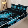 thumbnail image 3 of Erosebridal Boho Cactus Pattern Zipper Twin Comforter Sets with Fitted Sheet and 2 Pillowcases,Aztec Star Print Zipper Bedding Set,Cyan Black,Black Reversible, 3 of 6