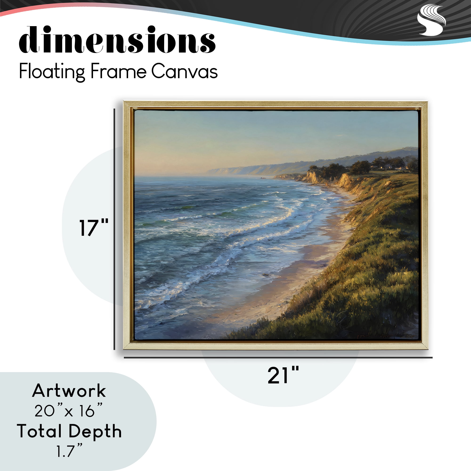 Stupell Industries Rounded Coastline View Gold Framed Floater Canvas Wall Art, design by Franklyn Gregory