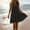 Gray, variant on Women's Collared Sleeveless Tiered Mini Dress, Button-Front Linen-Blend Dress, Layered Design Casual Summer Sundress Gray S