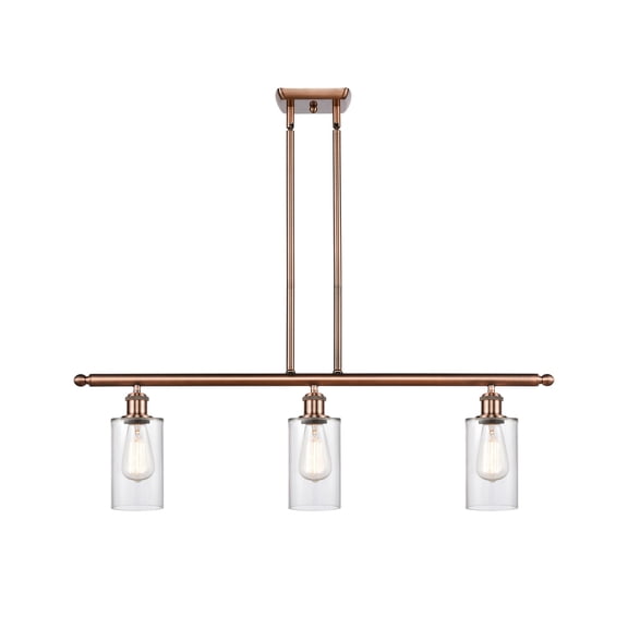 516-3I-AC-G802-LED-Innovations Lighting-Clymer-10.5W 3 LED Island in Art Nouveau Style-36 Inches Wide by 12 Inches High   Antique Copper Finish with