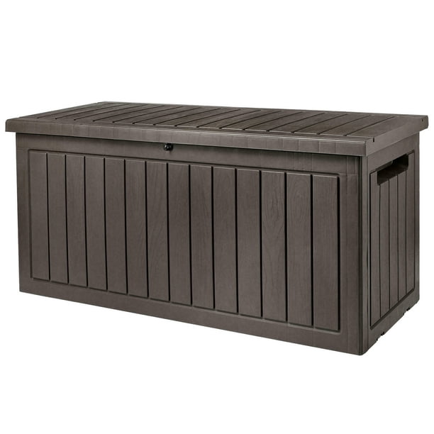Boîte de rangement pour terrasse extérieure de 76 gallons, boîte de  rangement pour terrasse avec roulettes, couvercle verrouillable et poignées  latérales (285 L) 
