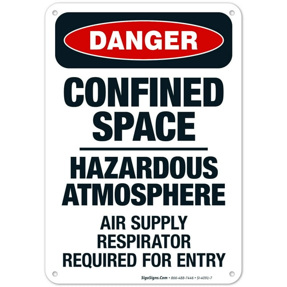 Confined Space Hazardous Atmosphere Air Supply Sign, OSHA Danger Sign, 10x7 Aluminum