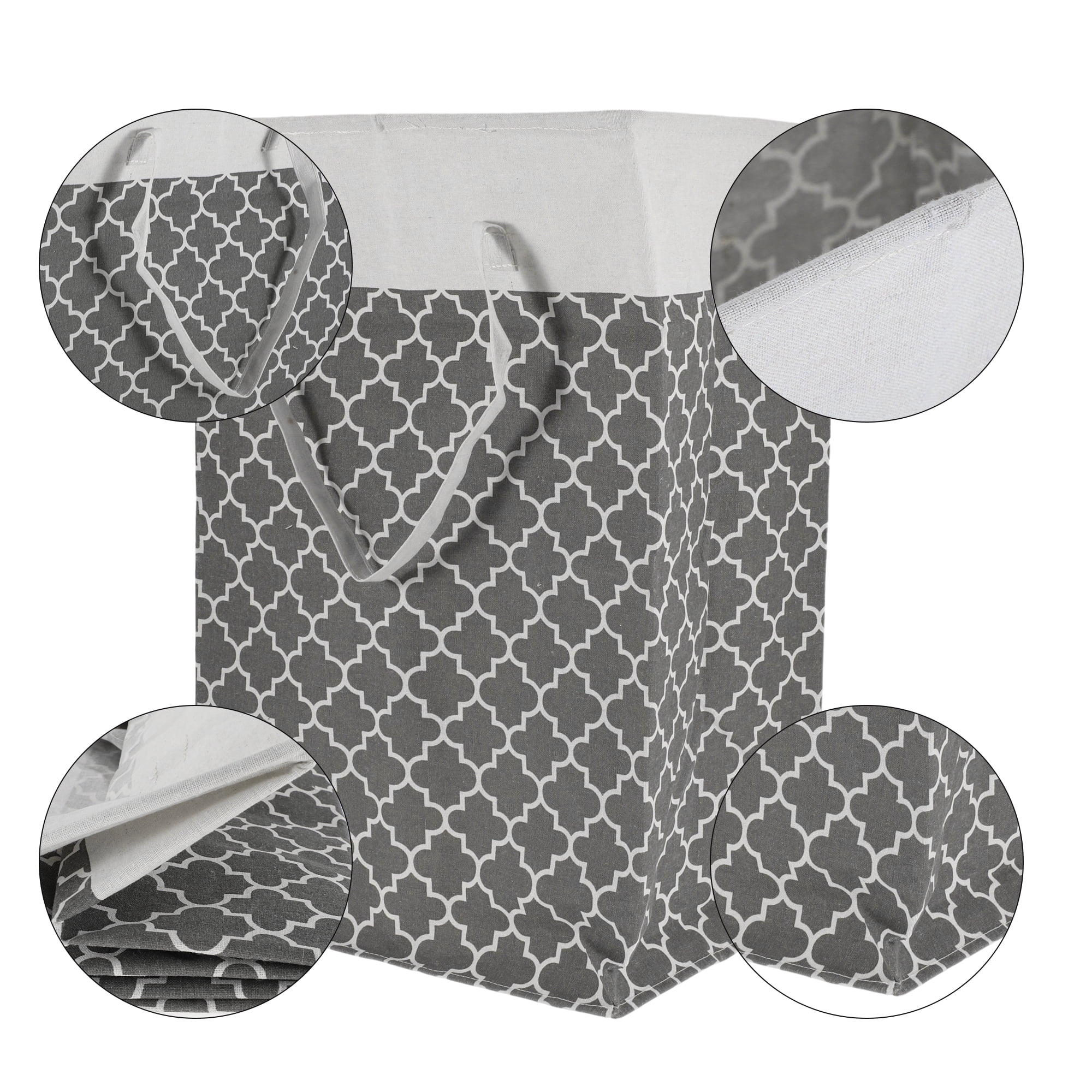 Unique Bargains Laundry Basket, Foldable Laundry Hamper with Handles Dark Gray