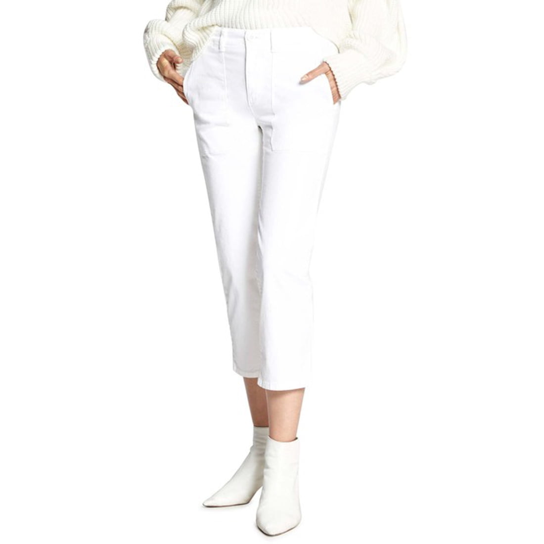 Krazy Larry Krazy Larry Women's PullOn Pique Ankle Pants, White, 10