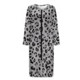 thumbnail image 3 of Yuyamidu Gray Leopard Print Women's Bathrobe Zipper Front Bath Robes Sexy Long Sleeve Robe Size M Skin-Friendly Crewneck House Coat for Women Mid-Length Dressing Gown, 3 of 7