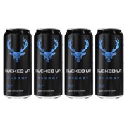 (4 pack) Bucked Up Energy Drink, Blue Raz, 300mg Caffeine, 16 fl oz, 1 Can