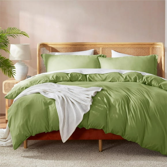 Green Duvet Cover Queen Size - Soft Double  Queen Duvet Cover Set, 3