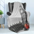 thumbnail image 4 of London Soft Flannel Fleece Blanket, Big Ben and Double Decker Bus Tourist Attractions Capital of England, Cozy Plush for Indoor and Outdoor Use, 50" x 60", Pale Grey Vermilion Grey, by Ambesonne, 4 of 5