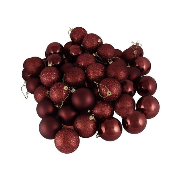 Northlight 24ct Burgundy Shatterproof Christmas Ball Ornaments, 2.5" (60mm), Burgundy
