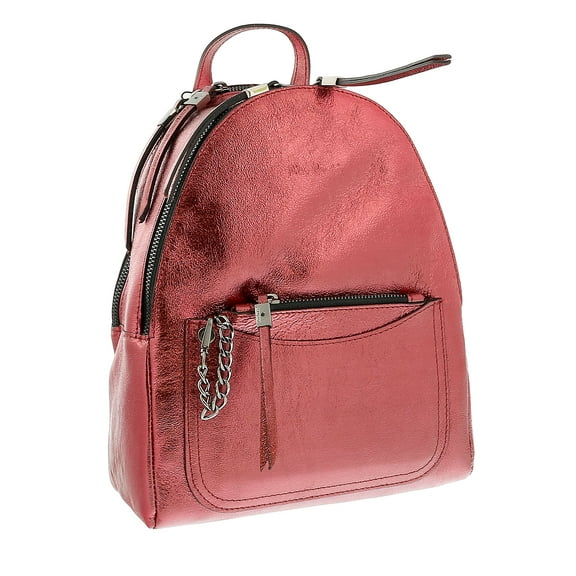 Pierre Cardin Red Leather Medium Fashion Metallic Backpack for womens