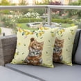 thumbnail image 3 of Summer Outdoor Pillow Covers Pack of 2 Three Cute Cats with Lemons Fruit Leaves Yellow Theme Waterproof Throw Pillow Covers Decorative Cushion Cases for Patio Garden Tent Balcony Couch 20x20 inch, 3 of 9