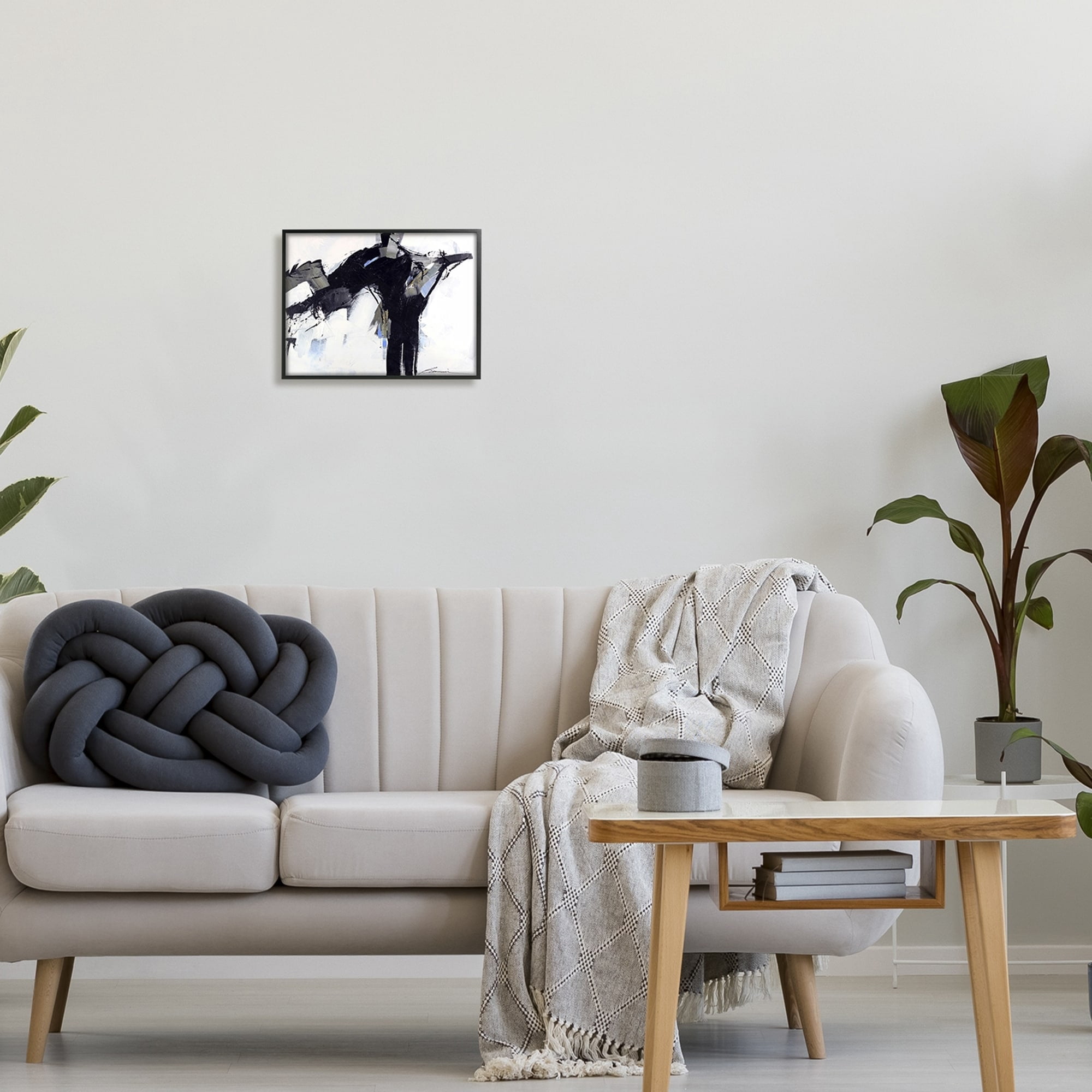 Stupell Industries Ink Drip Flat Brush Strokes Modern Industrial Design Painting Gray Framed Art Print Wall Art, Design by Beau Wild