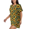 thumbnail image 3 of Womens Pajama Sets With Pocket, vintage Sunflowers Aesthetic cute Lounge Sets Short Sleeve Sleepwear PJ Sets for Women, 3 of 6