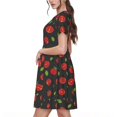 thumbnail image 2 of Fotbe Tomatoes1 Vestido Largo de Moda para Mujer, Vestido Tipo Camiseta con Manga Corta y Estilo Casual a Rayas y Bloques de Color, 2 of 6