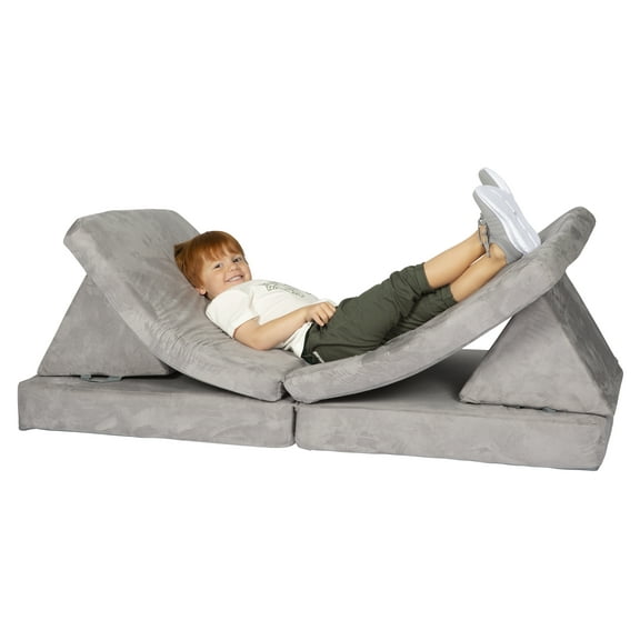 Huddle Customizable Kids Play Foam Couch, Grey, 4 Pieces, for Toddlers Ages 2 