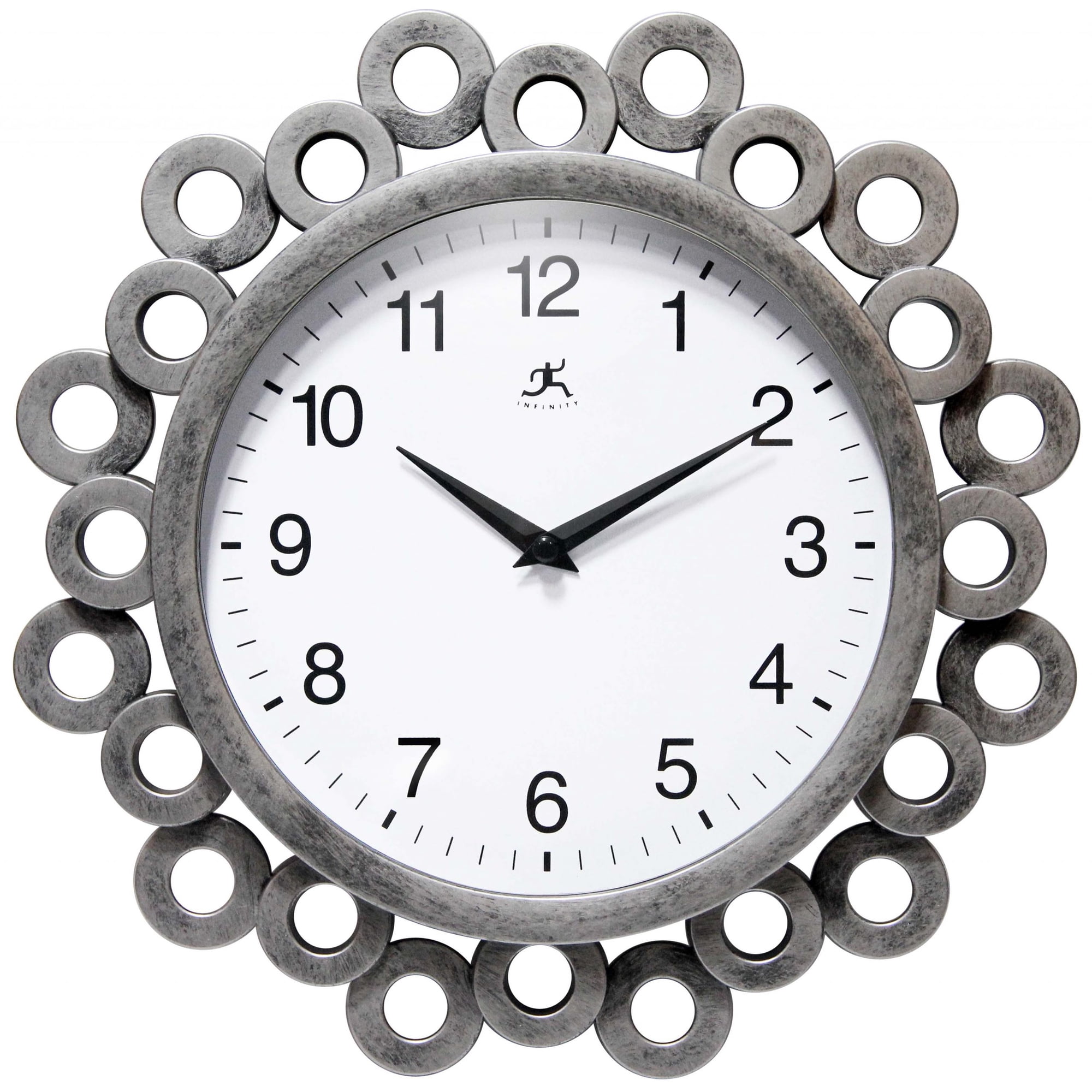 Infinity Instruments Ellipse Brushed Silver Transitional Analog Display Wall Clock
