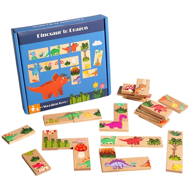 Giant Dinosaur Dominoes Set For Kids Matching Game Sharpens Recognition Picture Game For Toddlers For Boys Girls