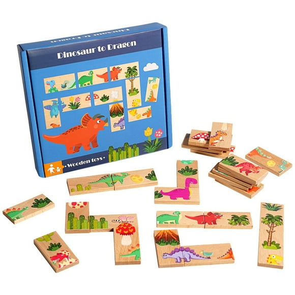 Gkeoshab Education Silicone suction cup toys Giant Dinosaur Dominoes Set For Kids Matching Game Sharpens Recognition Picture Game For Toddlers For Boys Girls Toys and Hobbies