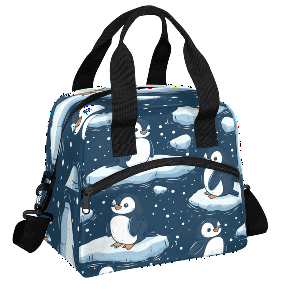 Herdesigns Penguin Insulated Lunch Bag for Women Men Adults Large Reusable Lunch Box Cute Animal Leakproof Cooler Tote Bags with Adjustable Shoulder Strap