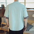 thumbnail image 4 of Xunlbb Mens Shirts Short Sleeve, Men Solid Knot V-Neck Casual Short-sleeved Half Sleeve Chinoiserie Tangzhuang T-shirt Gift for Mmen, Mint Green L, 4 of 8