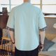 thumbnail image 4 of Playera Elvqul Hombre Economicas Manga Corta Verde de Menta sin Estampado Cuello V Algodón, 4 of 8