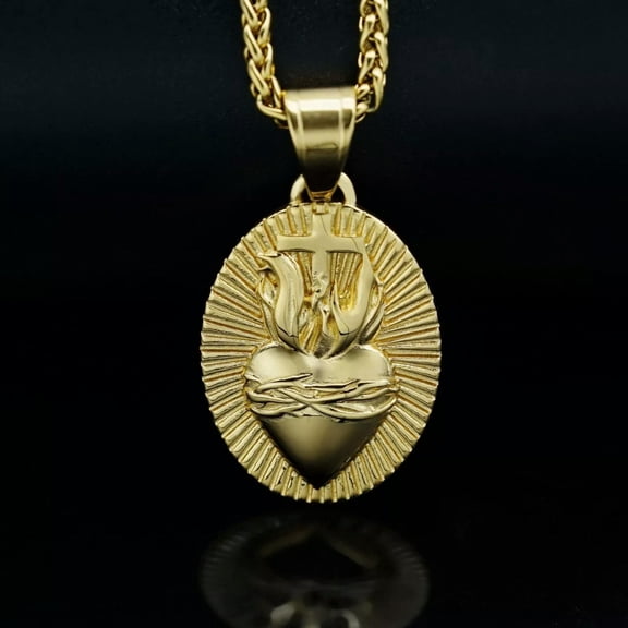 HOOUN 14K Gold Plated Heart Cross Pendant for Necklace for men Hip hop gift