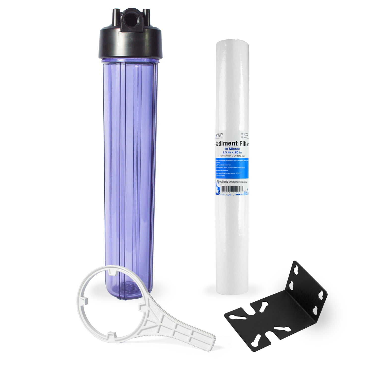 Whole House Water Filtration Kit With 20" Clear Housing and Sediment