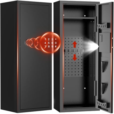 RYCUZO 12-15 Gun Cabinet Quick Access Long Gun Safe for Home Rifles and Pistols Large Unassembled Rifle Safe with Removable Shelves Digital Keypad Pegboard