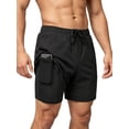 thumbnail image 2 of Men's Swim Trunks with Compression Liner Stretch Swimming Shorts with Pockets Black S, 2 of 5