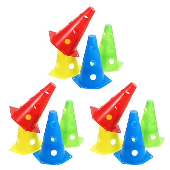 Luxshiny 12Pcs Sports Training Cones PE Blue Pylon Shape Equipment For Family Playtime for Fan Gear