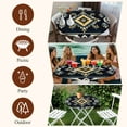 thumbnail image 6 of Boho Navy Blue Round Tablecloth 55-60 Inch Round Fitted Table Cloth with Elastic Edge, Ethnic Art Geometric Southwestern Waterproof Table Cover Protector for Outdoor Picnic Party Dining, 6 of 6