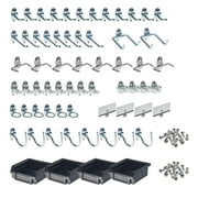 Triton Products® 64-Piece Steel Pegboard Hook & Plastic Bin Kit, 60 Hooks & 4 Bins, Model# 76964