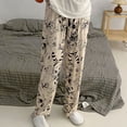thumbnail image 2 of Pantalones de dormir para mujer, bonitos dibujos animados, verano 2024, finos, informales, para el hogar, con aire acondicionado, pantalones holgados de pierna ancha y rectos para mujer, 2 of 5