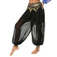 thumbnail image 3 of inhzoy Women's Belly Dance Pants Halloween Carnival Costume Indian Dance Harem Pants Baggy Arabic Black One Size, 3 of 7