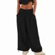 thumbnail image 1 of Pantalones Holgados Informales de Algodón para Mujer, de Pierna , con Costuras de Cordón y Bolsillos. Negro L, 1 of 7