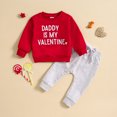 thumbnail image 2 of Gerichy Toddler Kids Baby Boy Fall Outfits DADDY/MAMA IS MY VALENTINE Letter Print Long Sleeve Tops Pants Winter Clothes Sets, 2 of 6