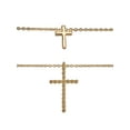 thumbnail image 3 of Time and Tru Adult Women's Gold Tone Cross 2 Row Metal Pendant Necklace, 3 of 5