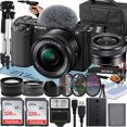 thumbnail image 1 of Cámara Vlog sin Espejo Sony Alpha ZV-E10 con Lente de 16-50 Mm + Pack de 2 Tarjetas de Memoria de 128 Gb + Flash + Trípode + Estuche + Pack de Accesorios ZeeTech (Negro), 1 of 10