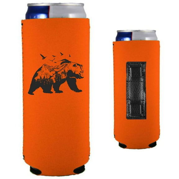 Mountain Bear Magnetic Slim Can Coolie (Orange)