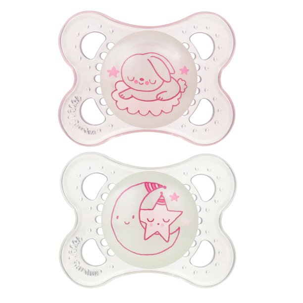 MAM Glow in the Dark Night Orthodontic Pacifier, COLORS MAY VARY, 06
