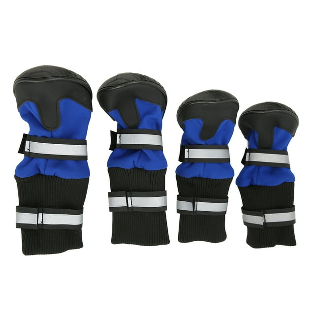 4 botines para mascotas resistentes al agua, material de goma y tela elérstica, fáciles de usar, botas para perros reflectantes, transportes y resistentes al desgaste para