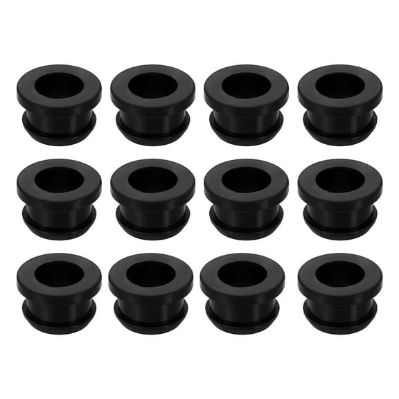 12Pcs Rubber Grommets Fit 0.47" (12mm) Hole Dia.0.39" (10mm) H 0.2"(5mm) ID Hole Top Hat Grommet Silicone Rubber Hole Plug Gasket for Electrical Box Cable Pipe, Black