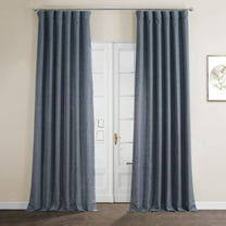 Sweden Blue Italian Faux Linen Curtain (1 Panel), Sweden Blue, 50W X 120L